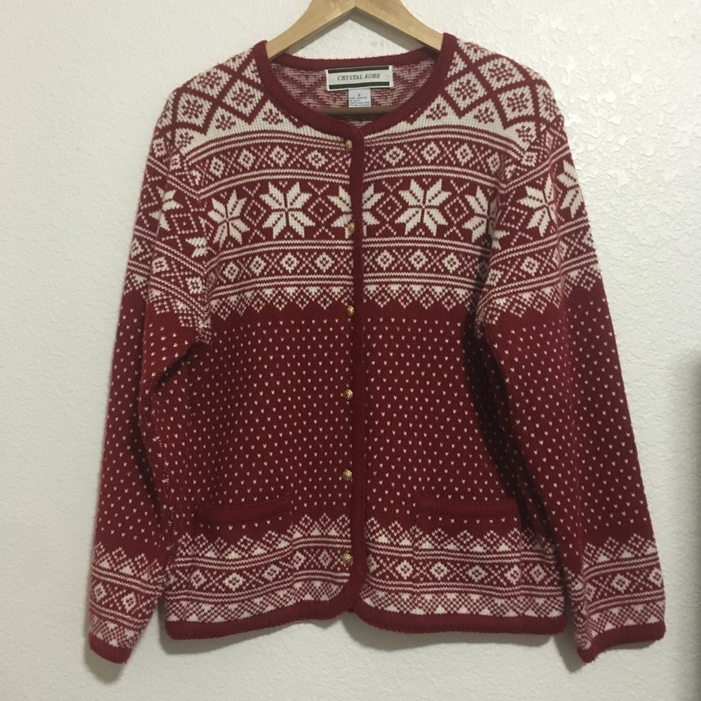 Vintage Crystal Kobe Nordic Cardigan Sweater